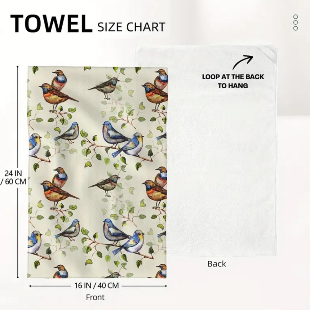 2pcs, Dish Cloth, Cute Birds Tea hand Towels, cottagecore Cloth Farmhouse - Picture 2 of 2